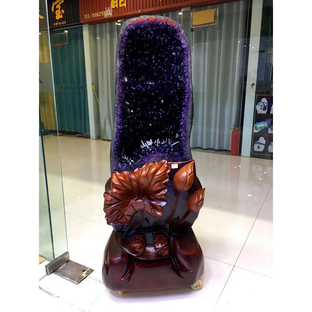 天钱然紫件晶洞摆盆乌拉圭玛瑙聚宝紫晶块UIH袋子紫水晶洞原石家