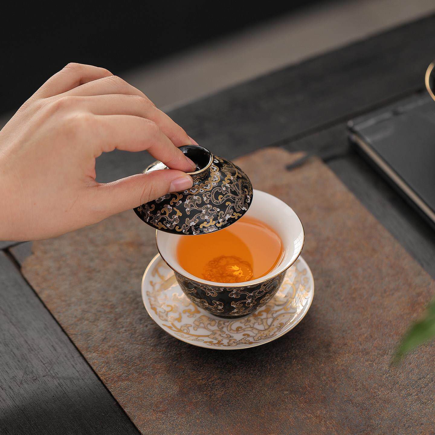 珐彩乌个金釉龙纹YA442006压手杯单个主人杯陶茶琅杯瓷高档人专用