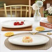 尺寸BER瓷日式 蒸鱼骨盘家鱼用陶大瓷盘高级感轻奢深盘子椭圆形深