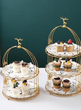 酒店多层甜品桌展示架，高下端果盘，无障SZB碍豪华食午茶小，干