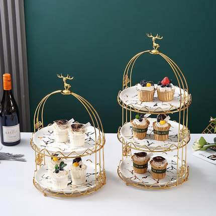 酒店多层甜品桌展示架，高下端果盘，无障SZB碍豪华食午茶小，干