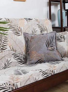 虎啸实红ANU尔木沙坐垫带靠发背高密度加厚简约现代雪尼木四季用