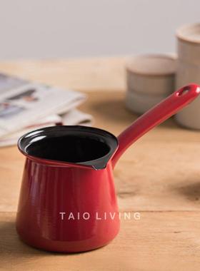 地利制造iess手工搪瓷单柄鸟嘴咖R啡壶煮DBR奶奥锅汁酱锅明火电磁