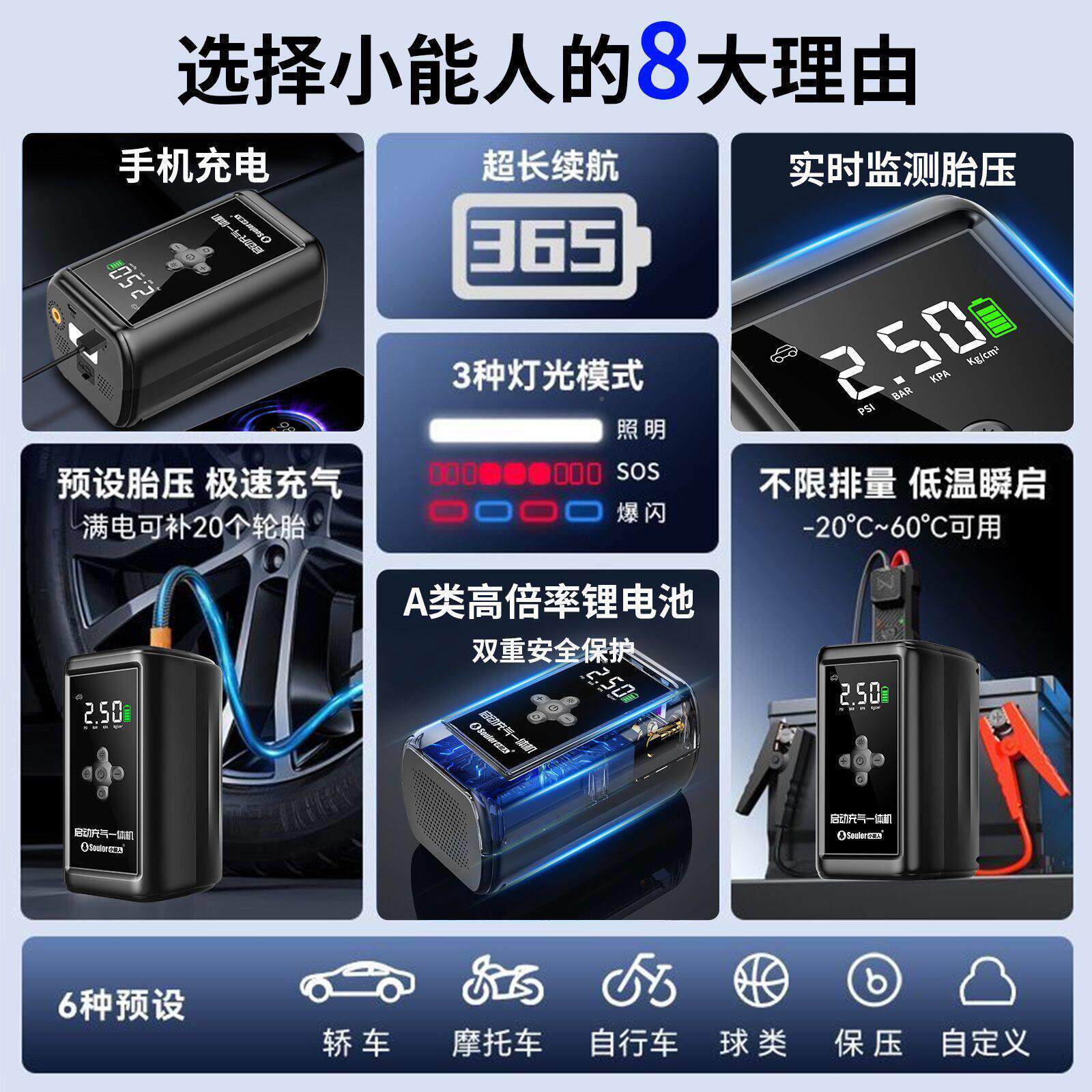 小能人汽车应量启动电源能车载充急气泵多功All大容搭T28（新电宝