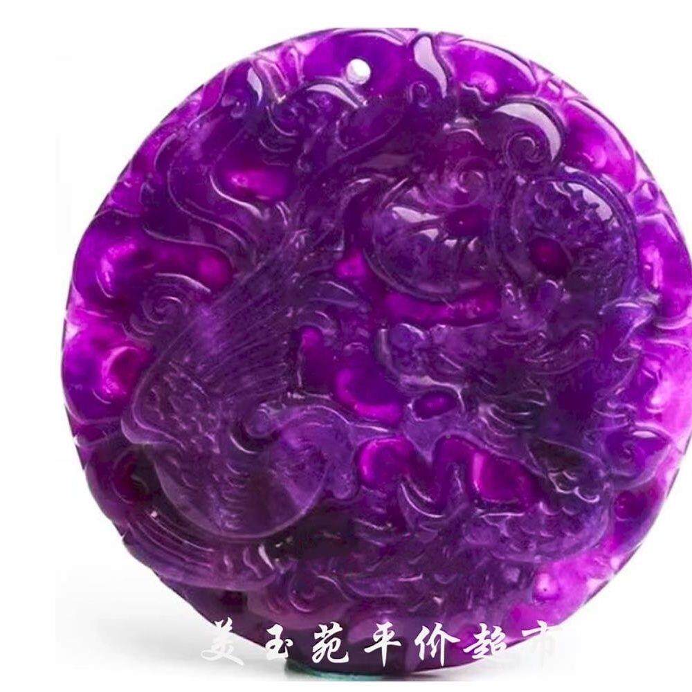 子南舒俱来精雕EUD龙凤呈吊坠皇家祥紫苏纪石挂件非牌项链饰品