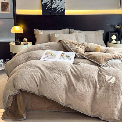 超暖A类母婴保加级牛奶厚绒冬季四件套双TVB面防静电珊瑚绒床单被