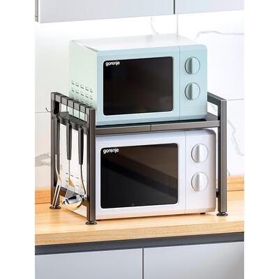 可21伸缩微伸箱缩微波炉置物厨房烤子台面双架层收纳架多功能电饭