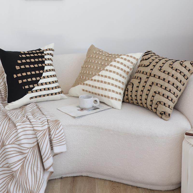 侘寂风麻布肌理抱套RYN枕抱客厅沙发靠靠垫卧枕室枕套不含芯方枕