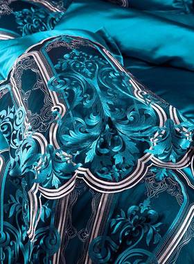 欧式高档轻0奢被全棉件套高级感别墅蕾丝套14支真丝棉四床上WHV用