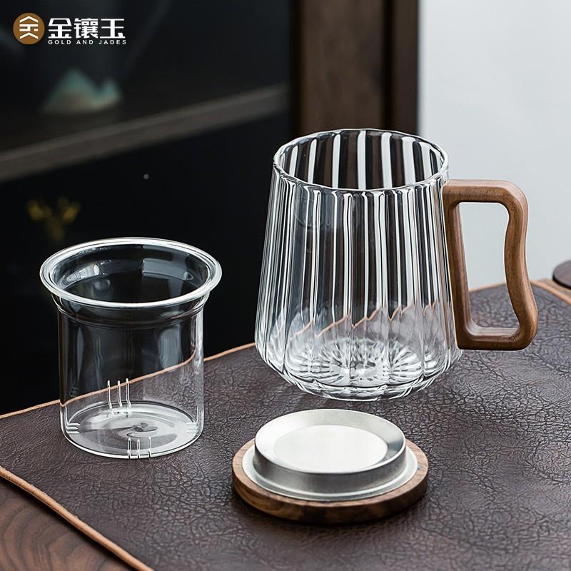 镶玉茶杯套装功夫MTD茶茶具泡杯子带过滤内玻璃办公胆金茶水离水