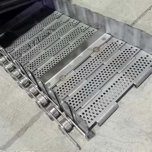 定制升04不锈钢链板送输带食品冲孔板链传送带萝卜清洗提爬坡沥水