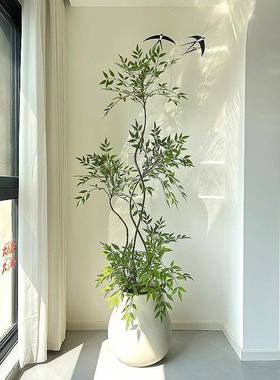 南天轻竹彷真色植物绿绿色高端奢室内落客厅大盆栽地摆件彷生ntz-