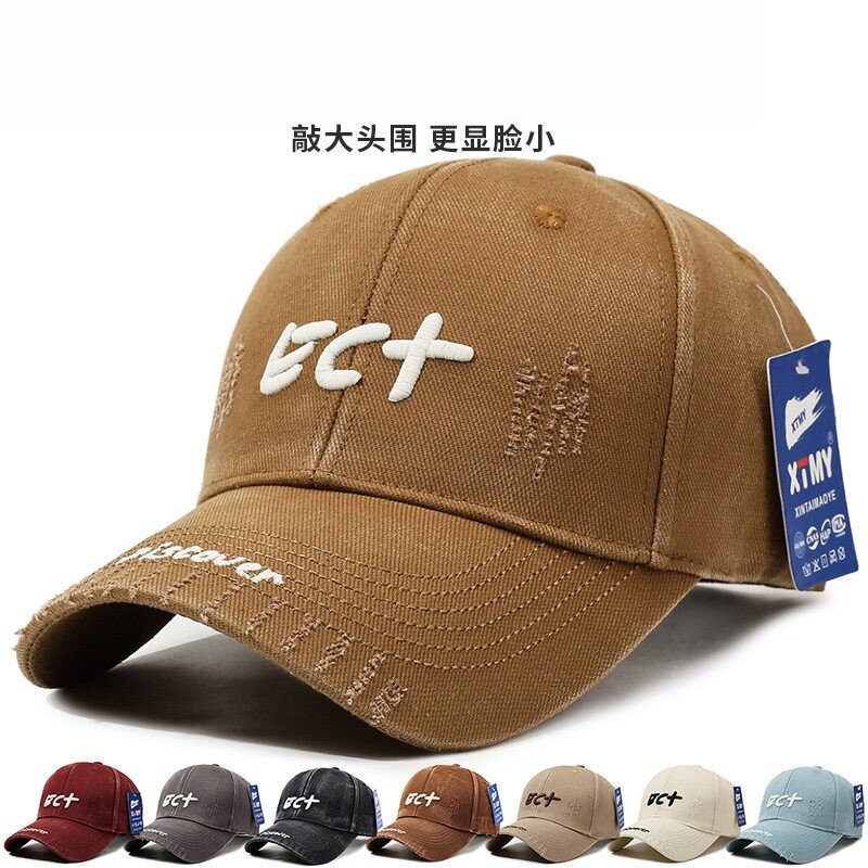 户外骑行运动遮阳棒球帽显脸小加大宽檐鸭舌帽透气棒球帽男女同款