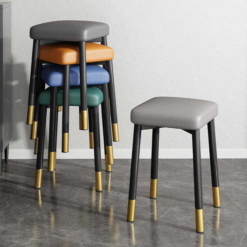 速发凳子家用约厅可叠放餐桌凳金凳板凳简客餐方属椅子软包小坐凳