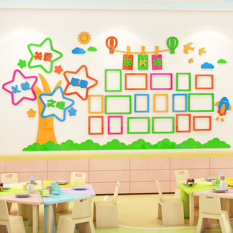 速发学文学生风面展示墙贴画幼儿园环创照片主题员化墙采装饰教室