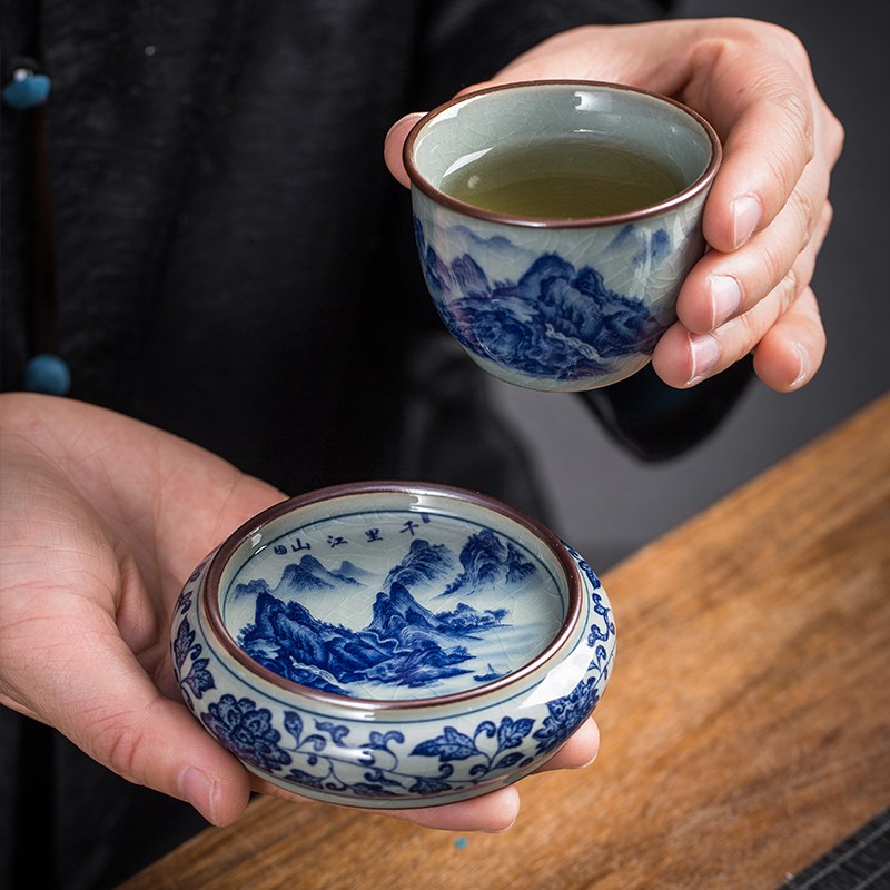 速发青花瓷陶瓷茶具杯垫功夫茶杯垫隔热防烫壶承景德镇茶托子茶道图片