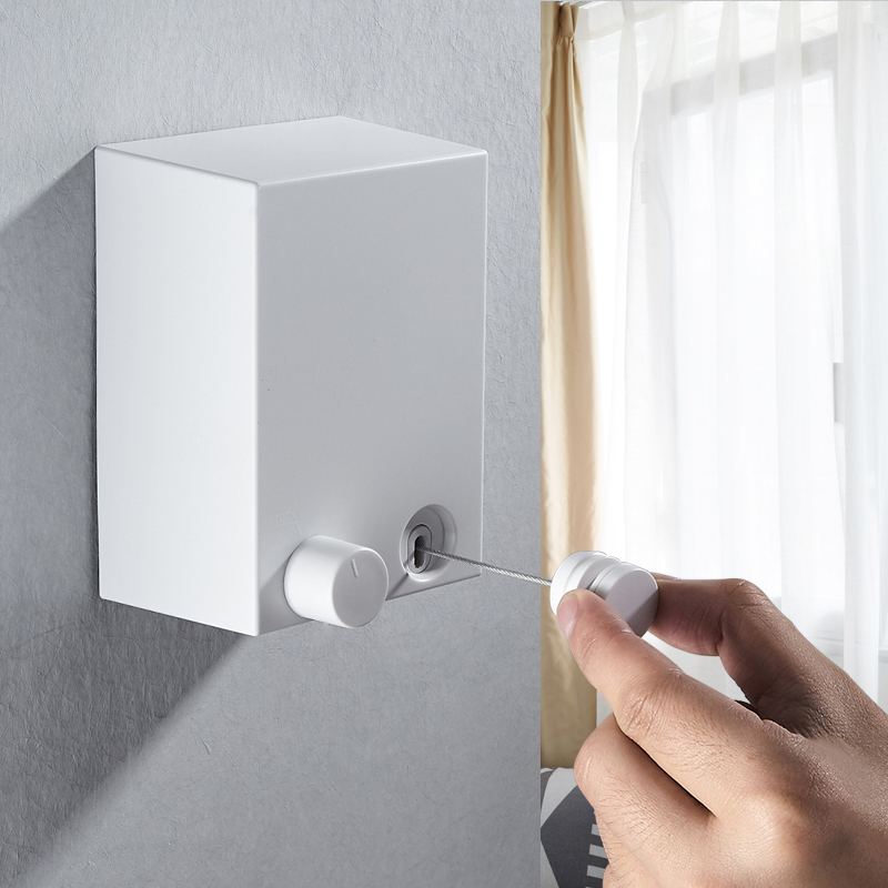 速发台强防晾衣绳免打孔室内外钢丝晒被子伸缩超收承重缩风防滑