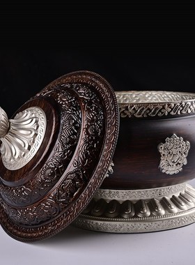 速发藏式民族风八祥罐糌粑盒新款雕刻古铜色收纳吉家用用品家用摆