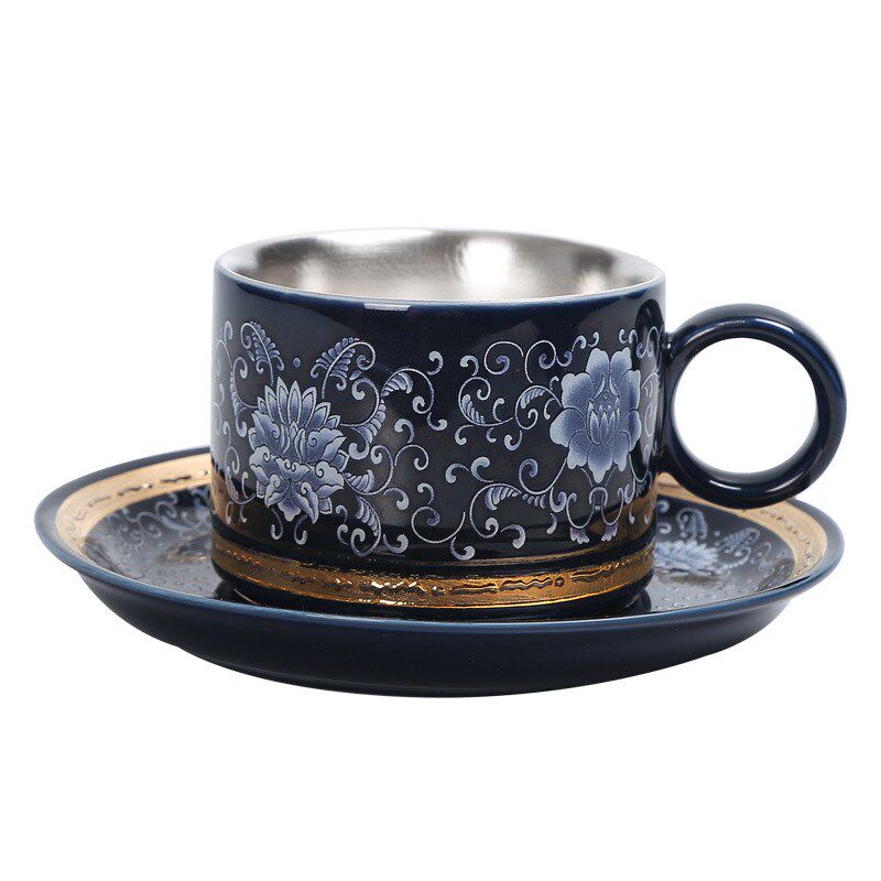 速发景德镇办银陶瓷茶杯鎏公拿咖啡杯室铁杯套装水杯主人杯单杯