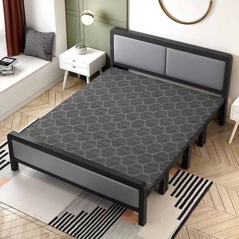 速发折休人加固铁成房家用床人简约午叠床简易双人硬板床