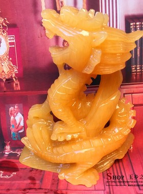 速发玉石开玉龙摆件青龙生肖龙招财黄玄摆设客厅运关工艺品