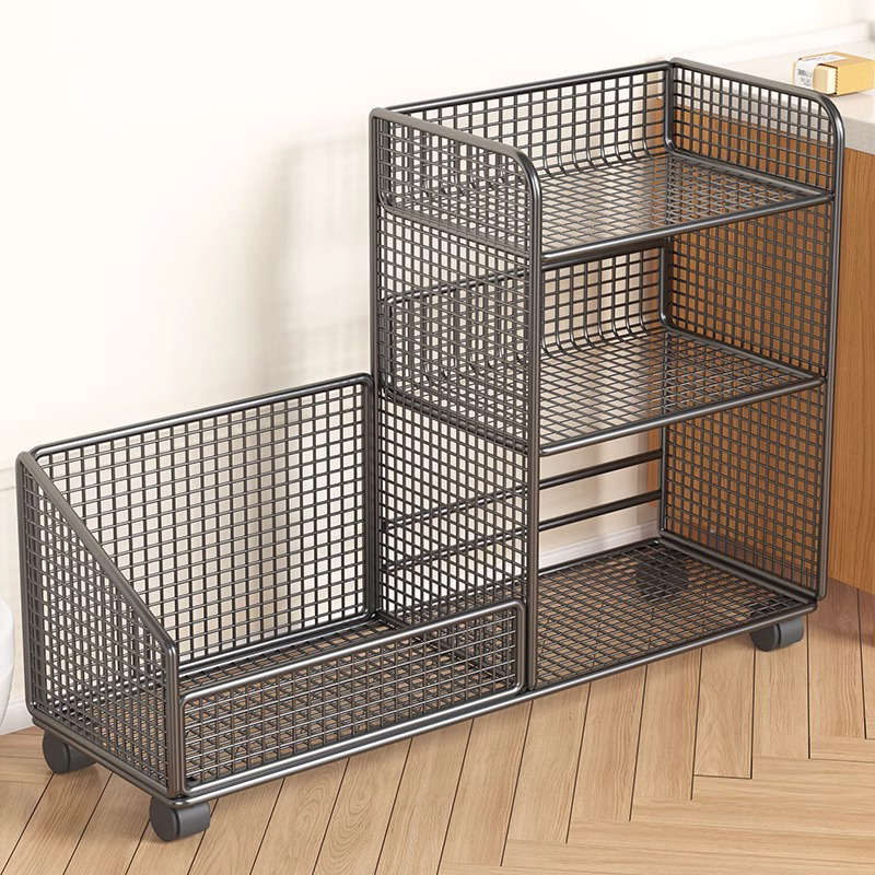 速发卫生间可置物架带轮放移动放衣架收纳架多层毛巾服子