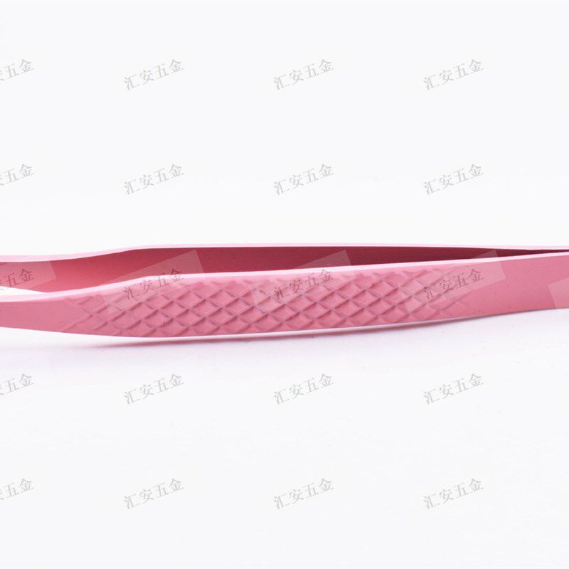 速发厂家供应高精密嫁接睫毛纹花镊子04锈不钢弯头条开美睫镊粉色