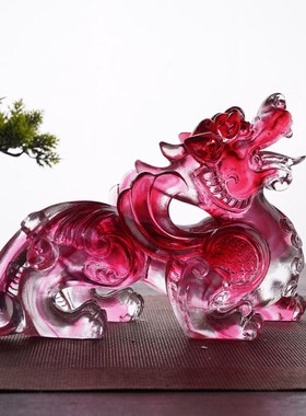 速发红色琉璃一天大貔貅小送件飞对招财财运旺财水晶家居客厅守财