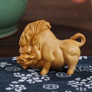 速发黄杨木猪刚鬣实木雕刻随身把玩文书手盘件猪八戒玩桌客厅装 饰