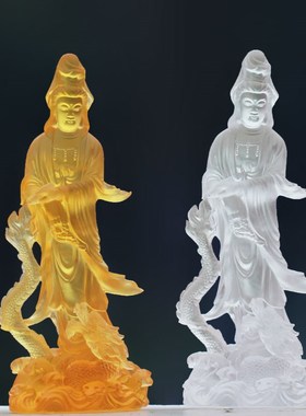 速发琉璃乘龙观音菩萨像佛摆件居供摆放家奉站像观世音