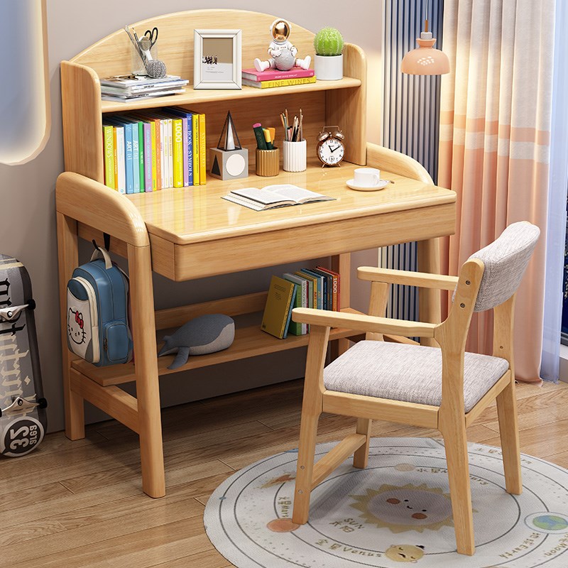 速发小户儿实家书桌608m小学生写字桌书架一体木用可升降型童学习