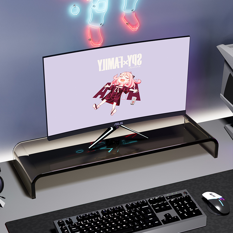 速发透明亚克力架脑增屏架悬浮支电电竞桌面台式高幕垫高置物架