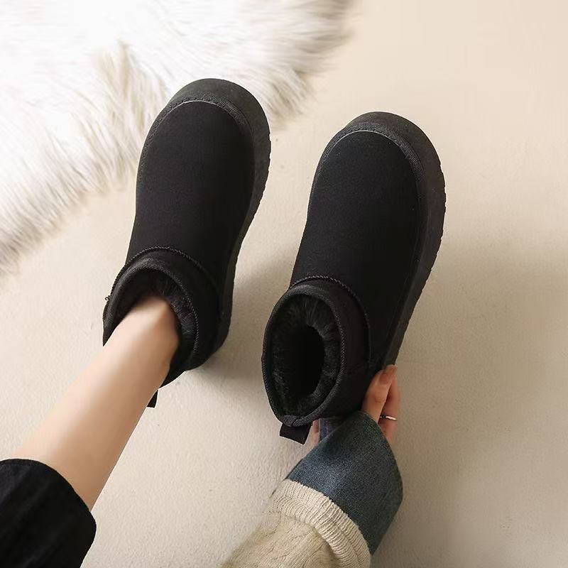 加绒保暖棉鞋冬季2025百搭款防滑厚底一脚蹬网红雪地靴女东北轻便