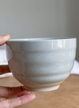 目外复古餐具蓝色4.4英寸螺纹直身深碗陶土窑变家用小碗汤碗饭碗