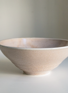 北欧粉紫色窑变8英寸汤面拌面碗家用陶瓷沙拉碗陶土深帽碗大菜碗