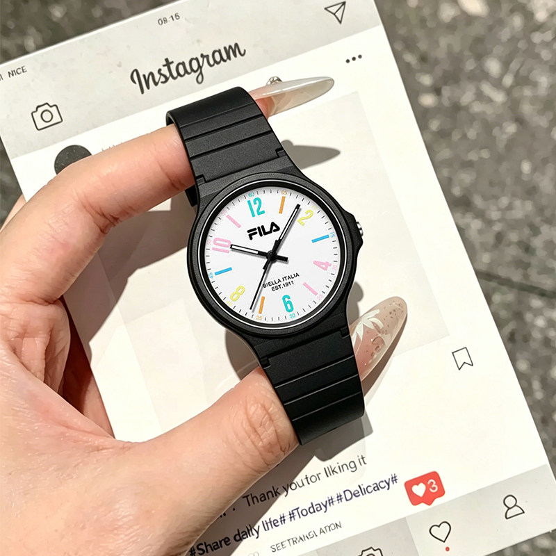 FILA斐乐石英表只看时间手表男女学生初高中考试专用静音腕表6641