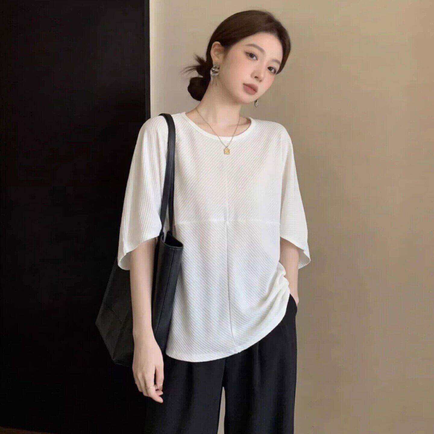 大码女装设计感小众短袖衬衫夏季2026新款胖mm显瘦遮肉蝙蝠袖上衣
