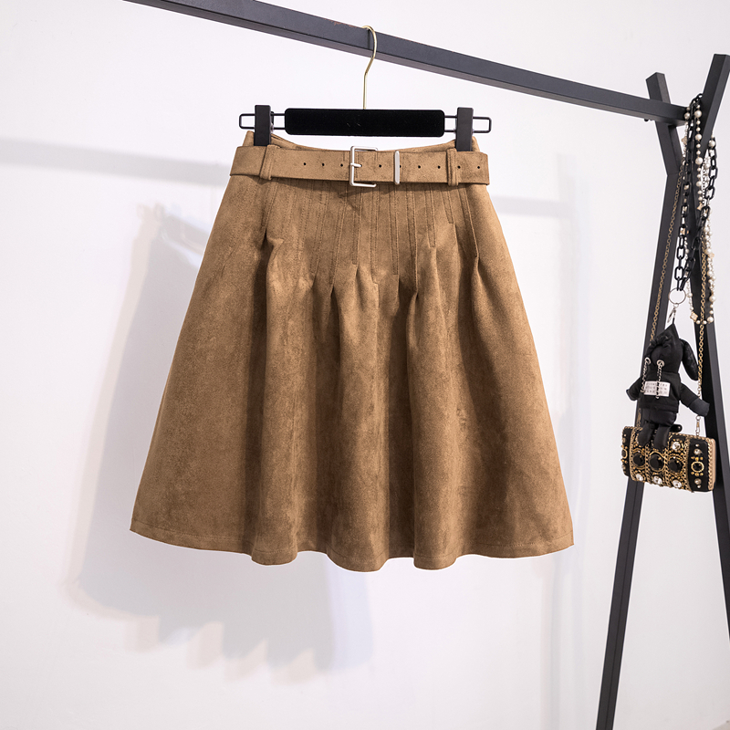 微胖mm高腰显瘦a字短裙子