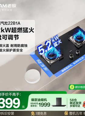 老板22B1A燃气灶5.2KW猛火免改孔天然液化气灶具以旧换新官方旗舰