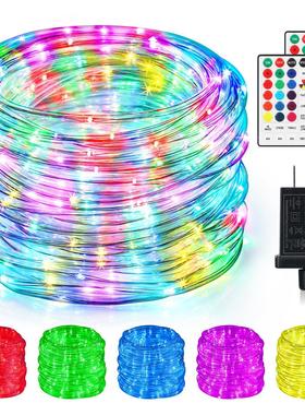 七6彩同灯步1色管子串遥控led变色PVC防IHV水圣诞户外装露营饰灯