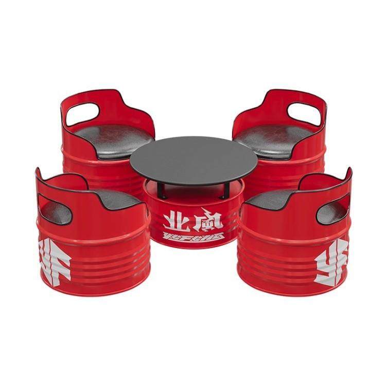 工业风酒吧桌椅组合网红个性创意铁艺油桶台球咖啡厅清吧卡座沙发