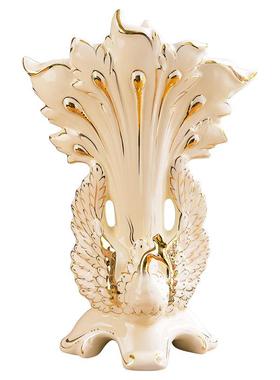 孔高档欧式陶瓷花瓶摆件鎏金雀开屏花BDI插创品意家居饰摆客设厅