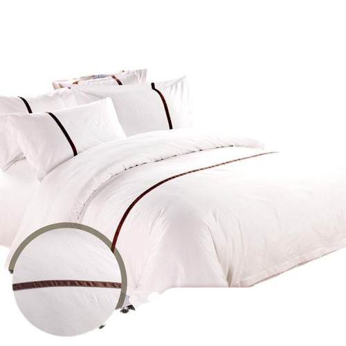 酒店布草四件套纯棉60S贡缎提花床单被套枕套织带款宾馆床上用品