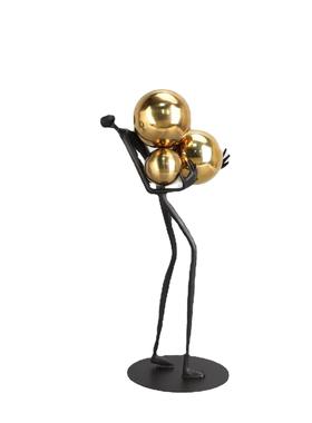 现代轻奢黑色抱球人金属艺术摆件客厅样板房电视柜家居装饰品摆设