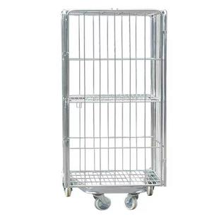 仓储物流笼车折叠金属台车车间网格推拉车仓库周转车可移动工具车