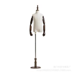儿童模特半身童装模特道小孩具半包圆布模特复古实身木模特盘底