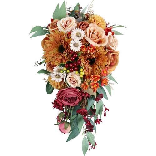 仿真向照日葵新娘滴手花户SP-LY202外捧婚礼拍瀑布水手拿花束婚庆