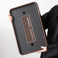 仿乌金石茶盘家用茶具茶台储水排水式干泡台轻奢现代托盘实木泡茶