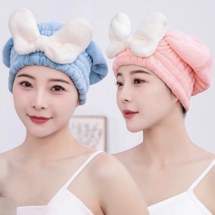 干发帽超强吸水速干帽蝴蝶结新款可爱干发巾洗头发浴帽女包头巾