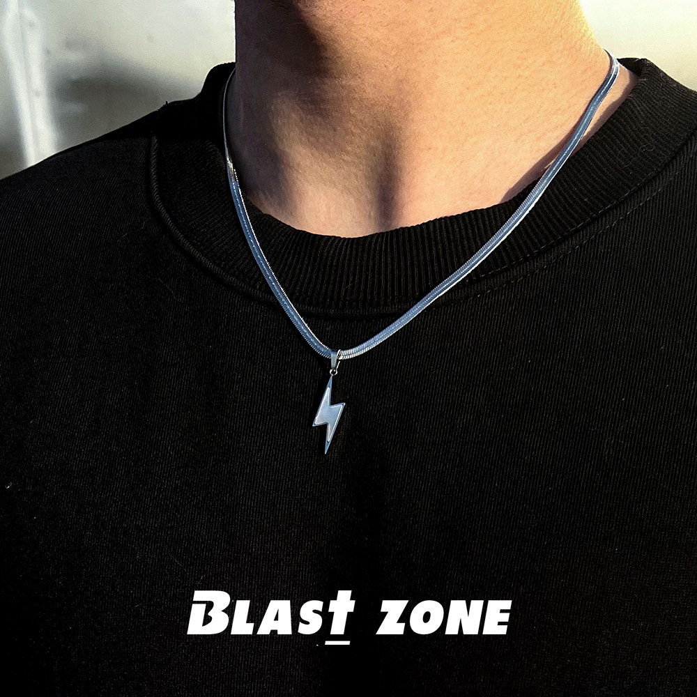 Blast Zone贝粉镶嵌闪电蛇骨链项链毛衣链配饰小众高级感锁骨链男